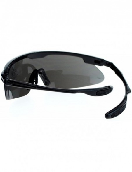 Sport Mens Oversize Flat Top Sport Warp Shield Runners Sunglasses - Black - C311WYXISTD $9.93