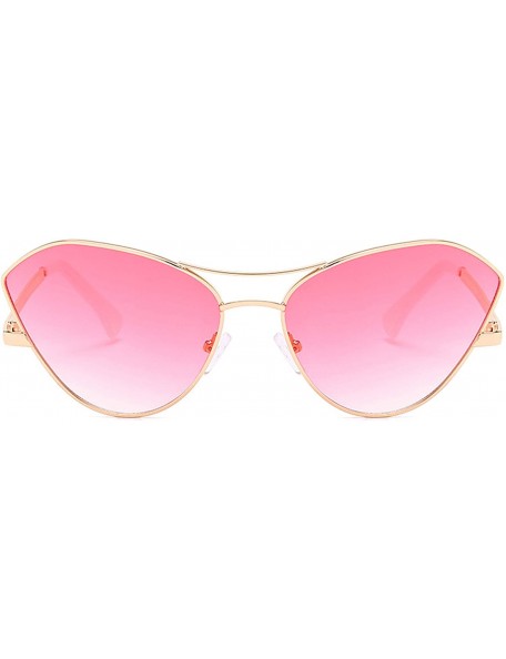 Wrap Classic Retro Designer Style Cat's Eye Sunglasses for Men or Women metal AC UV 400 Protection Sunglasses - Pink - C218SA...