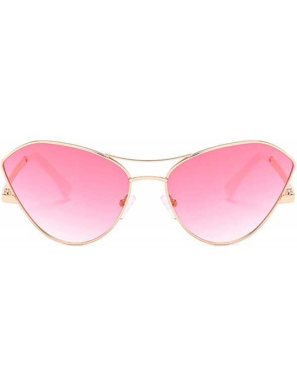 Wrap Classic Retro Designer Style Cat's Eye Sunglasses for Men or Women metal AC UV 400 Protection Sunglasses - Pink - C218SA...