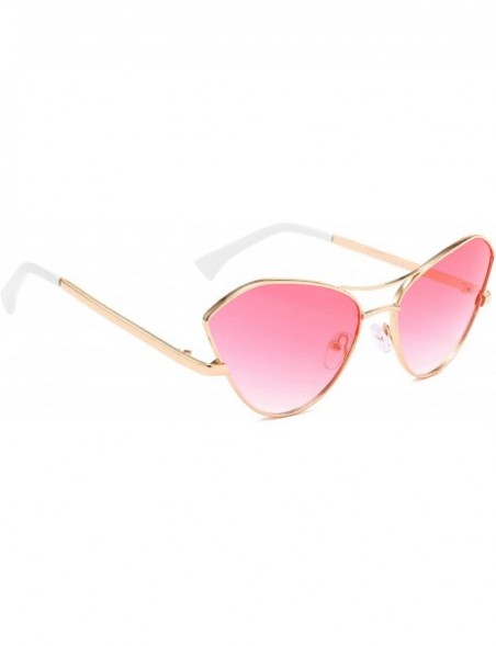 Wrap Classic Retro Designer Style Cat's Eye Sunglasses for Men or Women metal AC UV 400 Protection Sunglasses - Pink - C218SA...