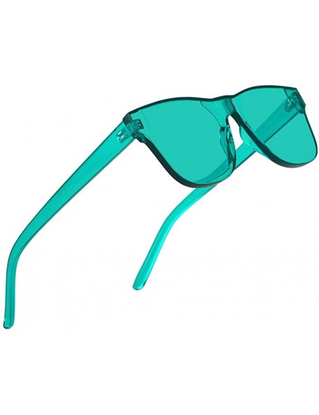 Rimless One Piece Rimless Sunglasses Transparent Candy Color Eyewear - Green - CC18TLGNLYH $11.68