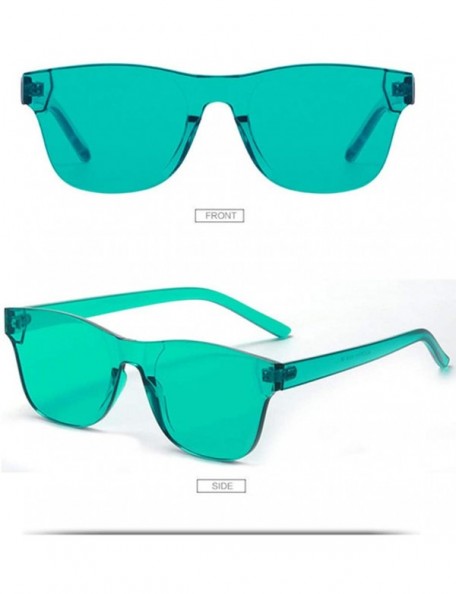 Rimless One Piece Rimless Sunglasses Transparent Candy Color Eyewear - Green - CC18TLGNLYH $11.68