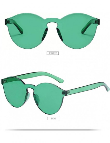 Rimless One Piece Rimless Sunglasses Transparent Candy Color Eyewear - Green - CC18TLGNLYH $11.68