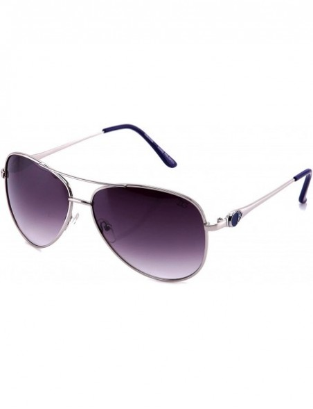 Shield Aviators Oversized Temple Design UV Protection Shield Lenses Pilot Style - Silver/Blue - CB17YXTKU75 $8.93