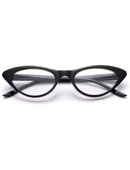 Cat Eye Women Vintage Cateyes 80s Designer Inspired Fashion Clear Lens Cat Eye Glasses - Black - CR18I4CE9X2 $7.37