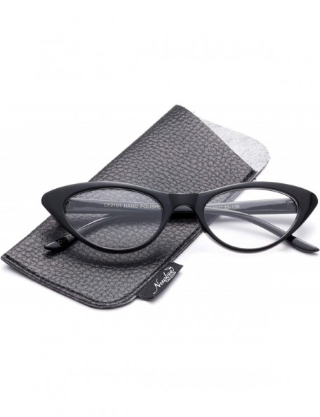 Cat Eye Women Vintage Cateyes 80s Designer Inspired Fashion Clear Lens Cat Eye Glasses - Black - CR18I4CE9X2 $7.37