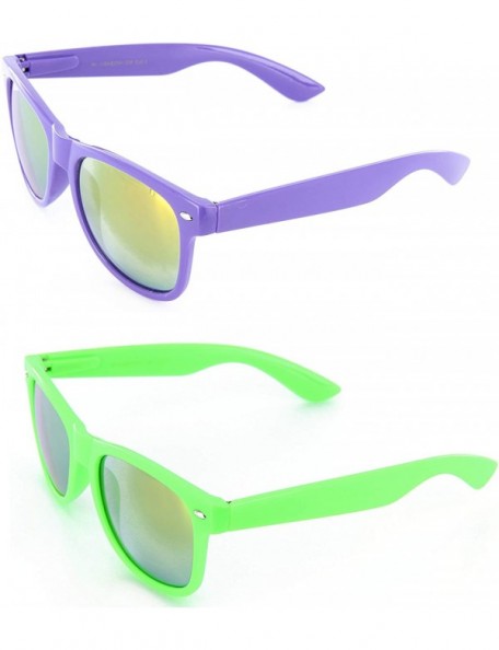 Aviator Men Women Sunglasses Pop Color Frame Mirror Lens Gift Box Set - Green & Purple (Revo Lens) - C011MLXG771 $18.61
