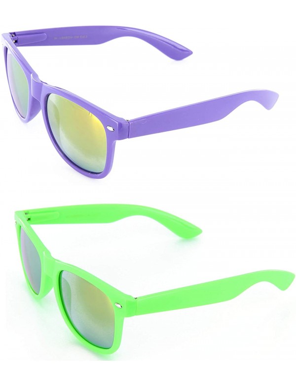 Aviator Men Women Sunglasses Pop Color Frame Mirror Lens Gift Box Set - Green & Purple (Revo Lens) - C011MLXG771 $20.28