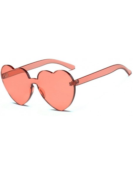 Oversized Classic Heart Shaped Sunglasses - Women Oversized Heart Transparent Candy Color Eyewear Party Sun Glasses - E - CR1...