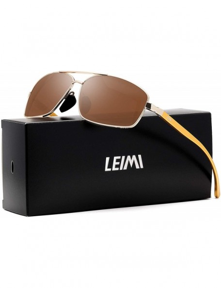 Rectangular Polarized Sunglasses Driving Rectangular - 07-golden Frame / Brown Lens - C218UZT7G0U $13.56