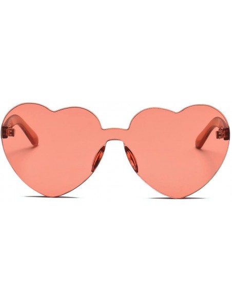 Oversized Classic Heart Shaped Sunglasses - Women Oversized Heart Transparent Candy Color Eyewear Party Sun Glasses - E - CR1...