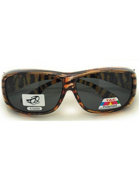 Oversized Animal Print Fit Over Sunglasses - Brown Leopard Print - CT18SM26CDI $9.04