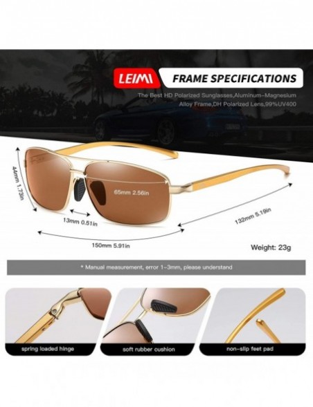 Rectangular Polarized Sunglasses Driving Rectangular - 07-golden Frame / Brown Lens - C218UZT7G0U $13.56