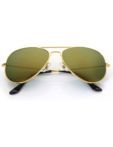 Aviator Aviator Sunglasses for Men Women-Flash Mirror Lens UV400 Sunglasses Eyewear Multi-Color(Gold Frame - 60) - CD17YGEKGI...