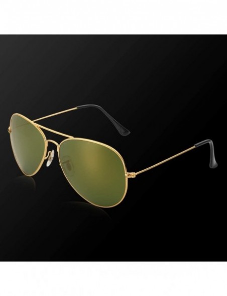 Aviator Aviator Sunglasses for Men Women-Flash Mirror Lens UV400 Sunglasses Eyewear Multi-Color(Gold Frame - 60) - CD17YGEKGI...