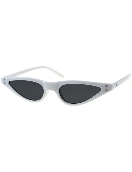 Oval Trendy Skinny Sunglasses Womens Small Flat Cateye Oval Frame UV 400 - White - C718H3QRARX $21.97