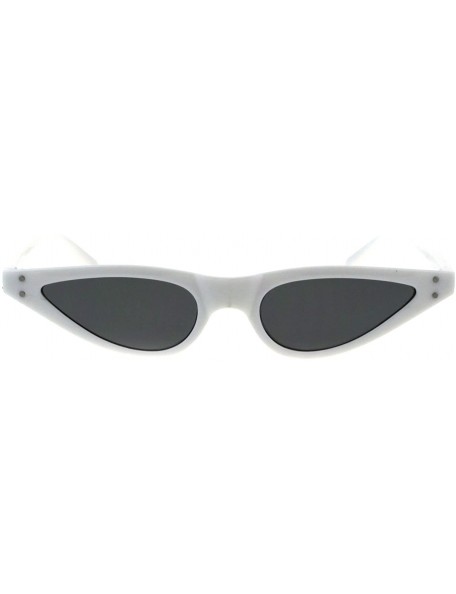 Oval Trendy Skinny Sunglasses Womens Small Flat Cateye Oval Frame UV 400 - White - C718H3QRARX $12.15