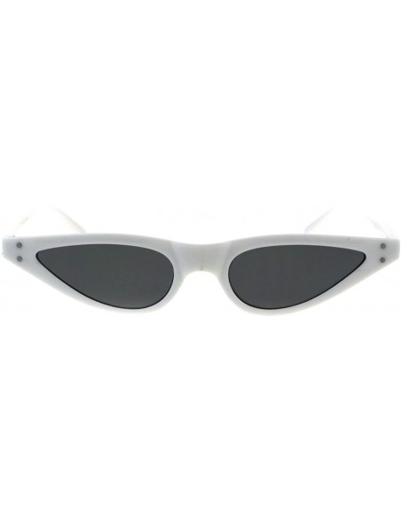 Oval Trendy Skinny Sunglasses Womens Small Flat Cateye Oval Frame UV 400 - White - C718H3QRARX $12.15