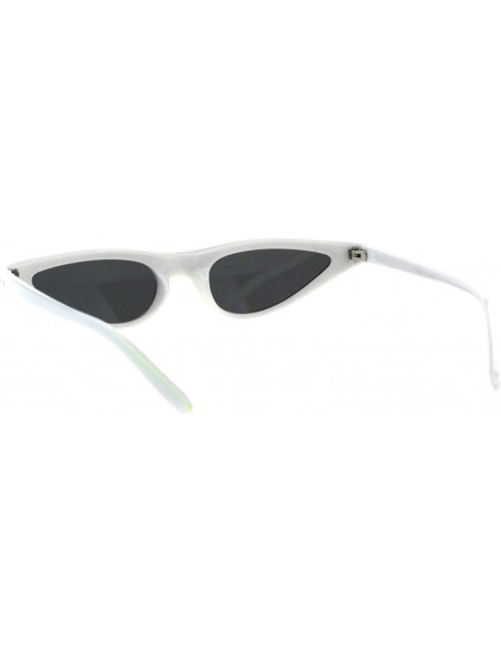 Oval Trendy Skinny Sunglasses Womens Small Flat Cateye Oval Frame UV 400 - White - C718H3QRARX $12.15