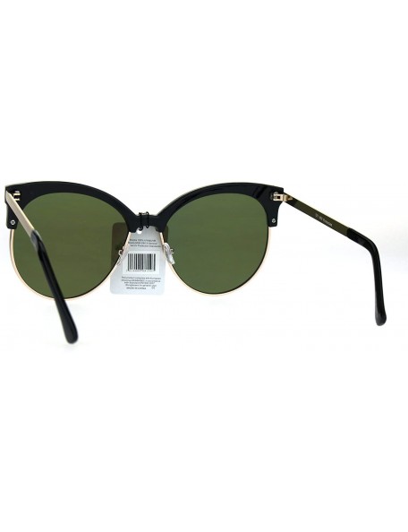 Round Womens Color Mirror Overisze Round Cateye Half Rim Retro Sunglasses - Black Orange - CX182XETLI8 $11.65