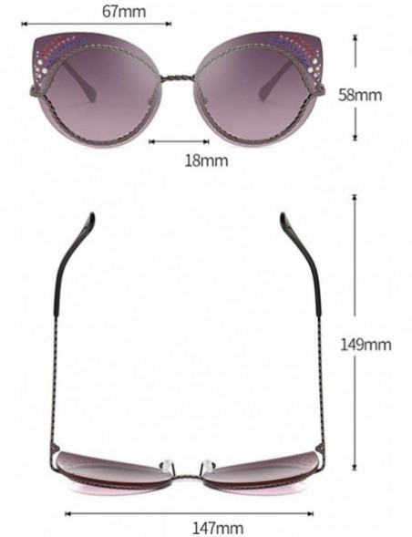 Square Women Rhinestone Cat Eye Sunglasses Retro Unique Sun Glasses Shades Lens Eyewear UV400 Sunglasses 005 - CW18Y8EAM7G $2...