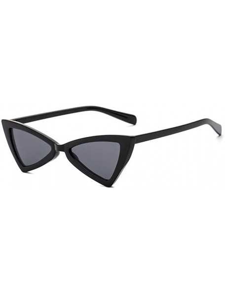 Goggle Retro Metal Hinge Women Cat Eye Sunglasses Fashion Triangle Eyewear - Black Gray - C518CMSX7QC $23.03