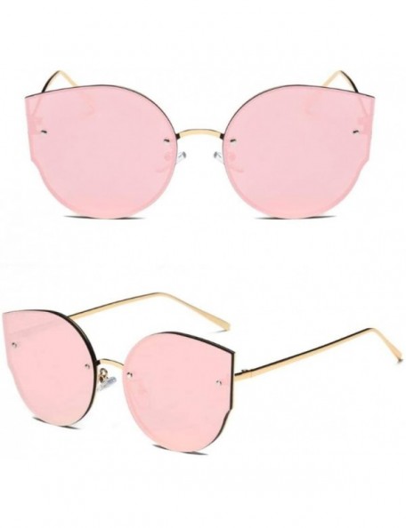 Goggle Sun Glasses Fashion Women Cat Eye Sunglasses Designer Vintage Mirrored Eyeglasses Shades New-Glod Pink - CJ199I98M5O $...