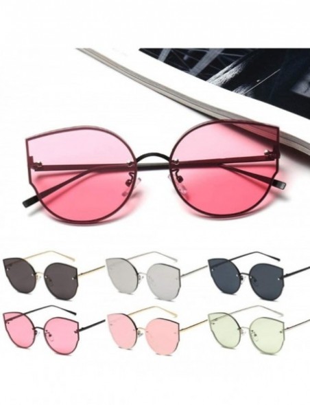 Goggle Sun Glasses Fashion Women Cat Eye Sunglasses Designer Vintage Mirrored Eyeglasses Shades New-Glod Pink - CJ199I98M5O $...