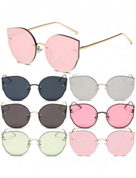 Goggle Sun Glasses Fashion Women Cat Eye Sunglasses Designer Vintage Mirrored Eyeglasses Shades New-Glod Pink - CJ199I98M5O $...