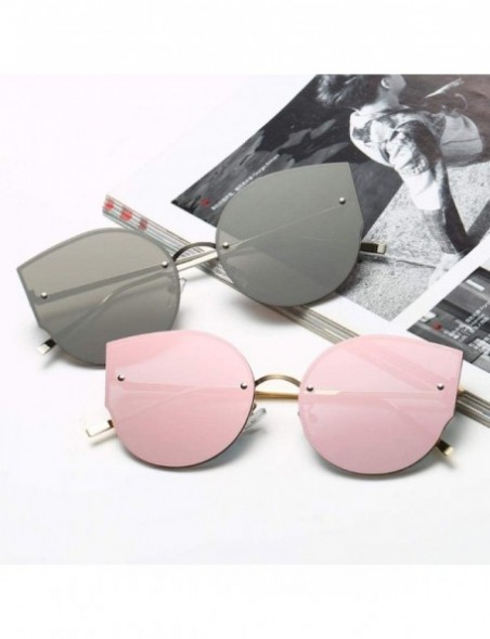 Goggle Sun Glasses Fashion Women Cat Eye Sunglasses Designer Vintage Mirrored Eyeglasses Shades New-Glod Pink - CJ199I98M5O $...
