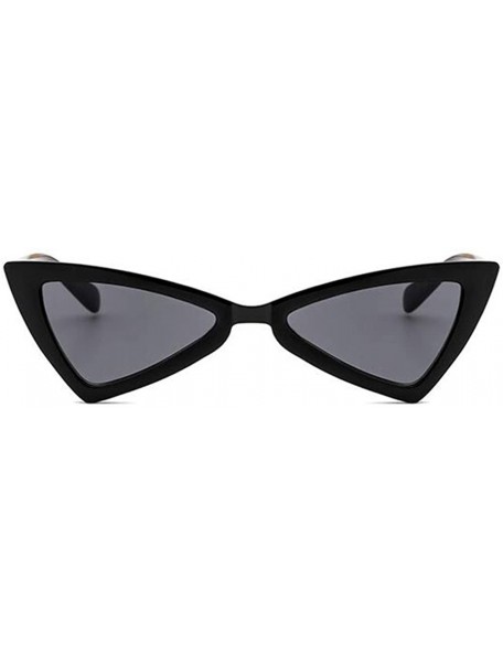 Goggle Retro Metal Hinge Women Cat Eye Sunglasses Fashion Triangle Eyewear - Black Gray - C518CMSX7QC $23.03