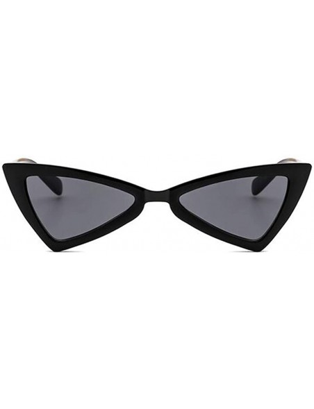 Goggle Retro Metal Hinge Women Cat Eye Sunglasses Fashion Triangle Eyewear - Black Gray - C518CMSX7QC $23.03