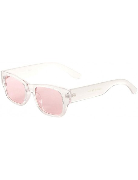 Square Thick Temple Square Frame Color Lens Sunglasses - Pink Clear - CW1987H5549 $13.37