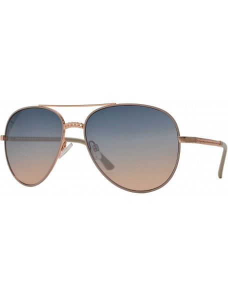 Aviator Fashion Chain Link Design Aviator Sunglasses for Women UV Protection - Taupe + Blue Pink - CN196WIS07W $14.19