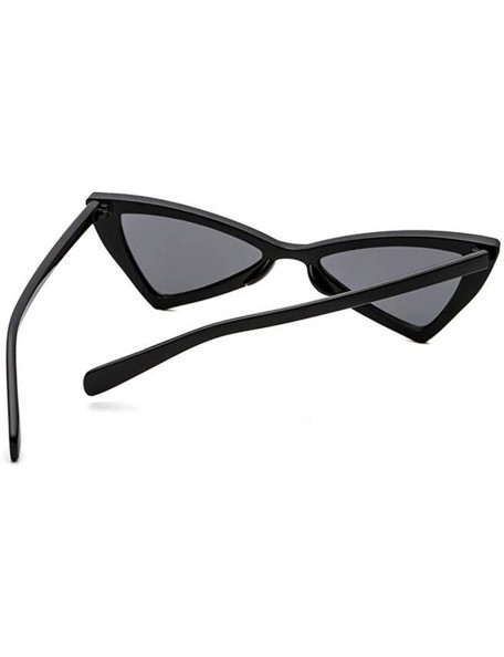 Goggle Retro Metal Hinge Women Cat Eye Sunglasses Fashion Triangle Eyewear - Black Gray - C518CMSX7QC $23.03