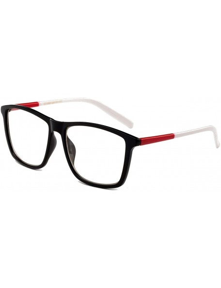 Square "Imperial" Slim Design Large Squared Fashion Clear Lens Glasses - Red/White - CU12HJWPSMX $7.38
