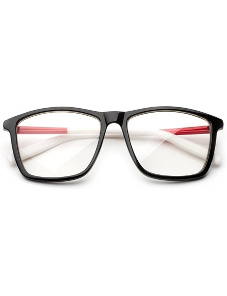Square "Imperial" Slim Design Large Squared Fashion Clear Lens Glasses - Red/White - CU12HJWPSMX $7.38
