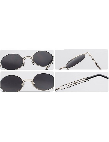 Oval Steampunk Sunglasses Men Vintage Oval Sun Glasses For Women Summer 2018 UV800 - Black With Red - CV18D4KUDKG $9.35
