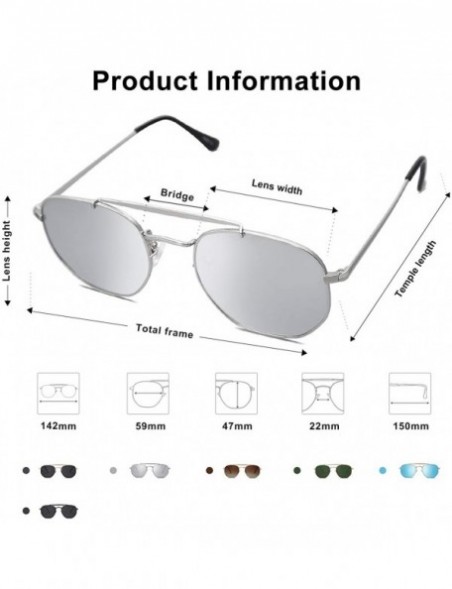 Aviator Classic Polarized Square Sunglasses for Men and Women Mirrored Lens COLONEL - CZ18U2CG4ID $15.89