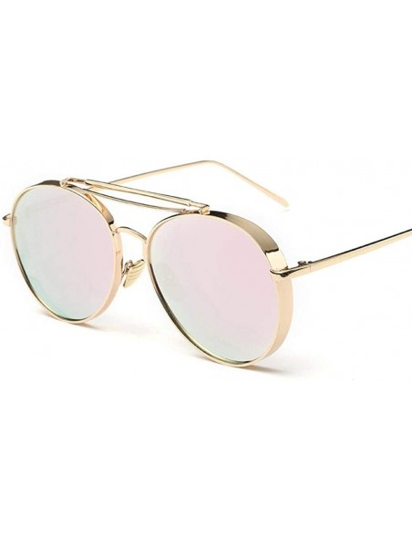 Aviator Pink Sunglasses Women Brand Designer UV400 Shades Golden Ladies Eyewear 2 - 5 - CE18YZWUGRT $12.14