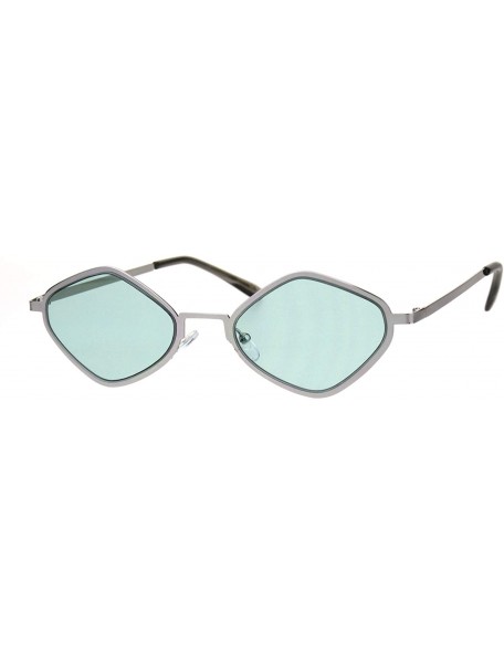 Square Diamond Shape Womens Sunglasses Thin Flat Metal Frame Fashion Shades - Silver (Mint) - CQ18LHRK98N $12.02