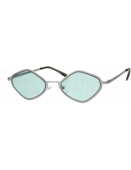 Square Diamond Shape Womens Sunglasses Thin Flat Metal Frame Fashion Shades - Silver (Mint) - CQ18LHRK98N $12.02