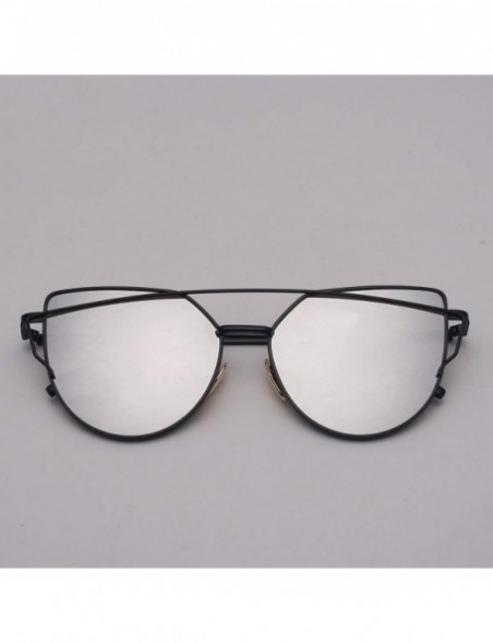 Square Cat Eye Sunglasses Women Vintage Metal Reflective Glasses Mirror Retro - Goldpinkyellow - CZ198ZYUORM $27.27