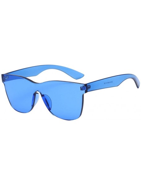 Wayfarer Women Fashion Heart-Shaped Shades Sunglasses Integrated UV Candy Colored Glasses - Blue - CS18NK7C0T7 $8.06