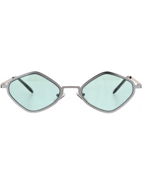 Square Diamond Shape Womens Sunglasses Thin Flat Metal Frame Fashion Shades - Silver (Mint) - CQ18LHRK98N $12.02