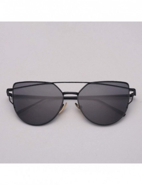 Cat Eye Designer Cat eye Sunglasses Women Vintage Metal Reflective Glasses For Women - Gold Green - CF18W4S9Q88 $12.56