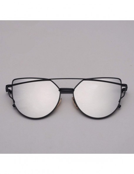 Cat Eye Designer Cat eye Sunglasses Women Vintage Metal Reflective Glasses For Women - Gold Green - CF18W4S9Q88 $12.56