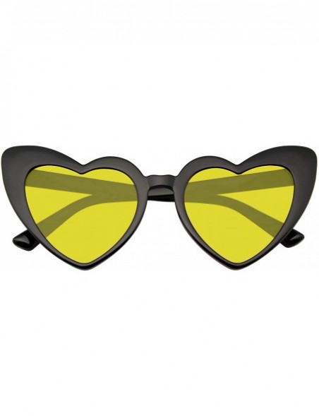 Oversized Cat Eye Heart Shape Sunglasses Retro Festival Color Tinted Black Sunglasses for Women - Yellow - CU190DKA798 $8.64