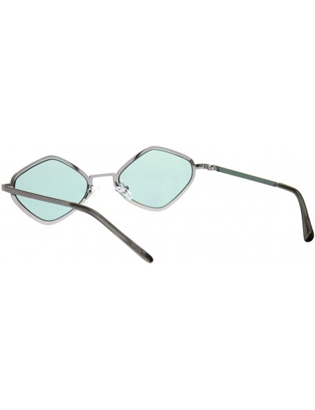 Square Diamond Shape Womens Sunglasses Thin Flat Metal Frame Fashion Shades - Silver (Mint) - CQ18LHRK98N $12.02