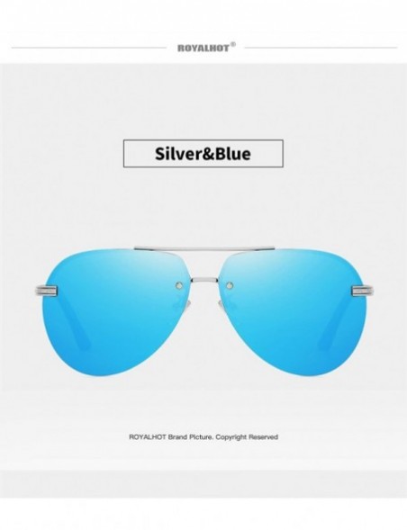 Sport Mens Aviator Sunglasses Polarized Alloy Frame for Driving Fishing Golf UV 400 Protection - Silver Blue - CW18AYR0ID6 $1...